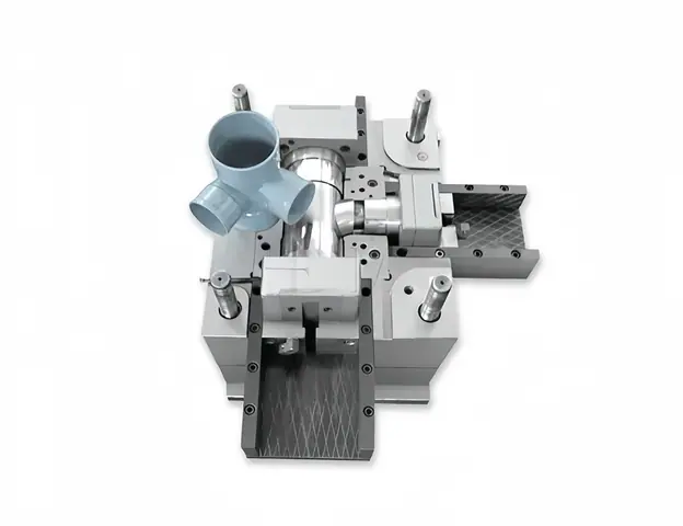 Two-cavity PVC tee pipe fitting mold prepared for sampling