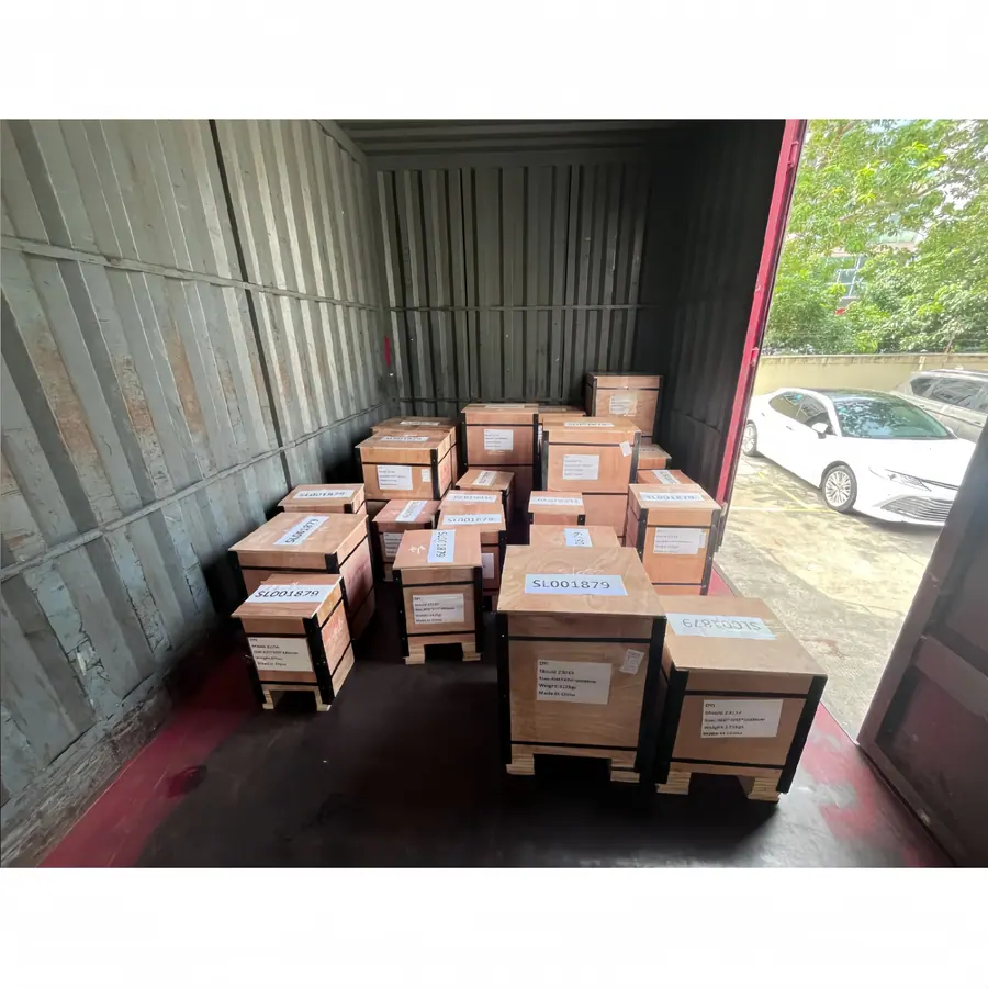 Packed mold prepared for export handoff